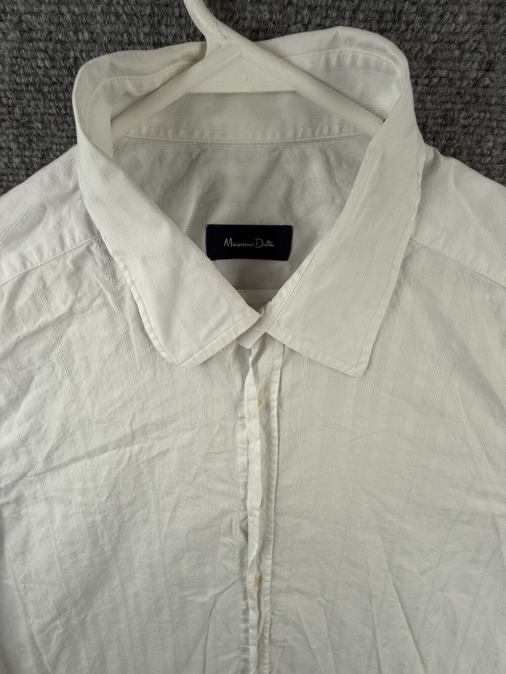 Massimo Dutti Long Sleeve White Button Up Shirt Men Cotton 2XL Striped Adult ***